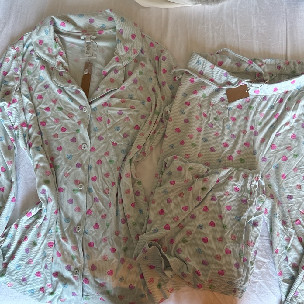 SKIMS Soft Lounge Sleep Set-Cloudy Candy Heart Print PJs